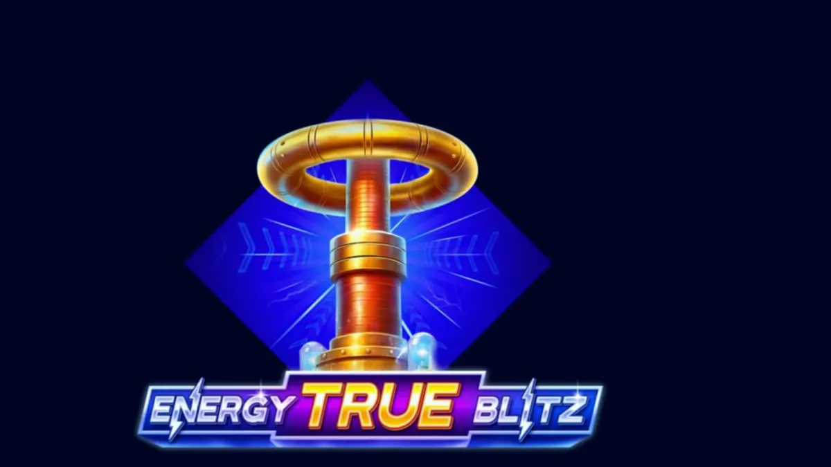 Energy True Blitz slot machine interface na may neon symbols at electric theme